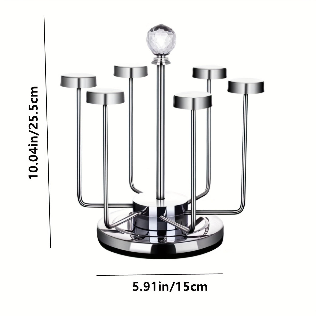 1pc Portavasos de Acero Inoxidable Giratorio, Acabado Pulido, Soporte Multifuncional Volteado para Tazas de Cerámica, Vidrio, Tazas de Té, Soporte de Drenaje para Tazas de Grado Alimenticio, Diseño de Cristal Avanzado para Almacenamiento en Salón