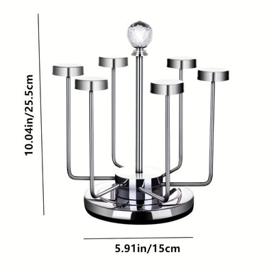 1pc Portavasos de Acero Inoxidable Giratorio, Acabado Pulido, Soporte Multifuncional Volteado para Tazas de Cerámica, Vidrio, Tazas de Té, Soporte de Drenaje para Tazas de Grado Alimenticio, Diseño de Cristal Avanzado para Almacenamiento en Salón