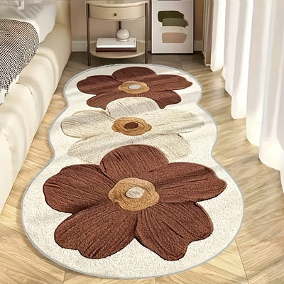 1 pieza de alfombra de terciopelo de 850 gramos/m², diseñada para decoración de dormitorios estilo pintura al óleo, con un fondo de partículas de goma antideslizante. Esta alfombra lavable es adecuada para dormitorios, cabeceros de cama, puertas, salas d