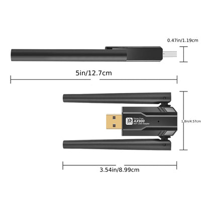 Adaptador de Tarjeta WiFi 6 de 900Mbps, Adaptador de Red USB AX900 WiFi 6, Doble Banda 2.4G y 5G, Adaptador sin varillas 802.11ax 900Mbps Compatible con Portátiles y PCs de Escritorio para Windows 7/8/10/11