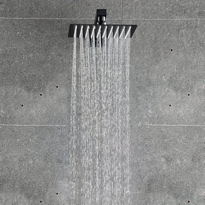 Cabezal de ducha metálico de 10 pulgadas con jets corporales, sistema de ducha de lluvia rectangular montado en la pared, estilo de hotel empotrado en el techo para spa de baño