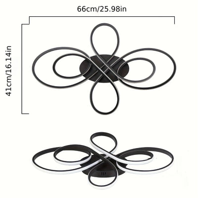 Luz de techo LED moderna, 3000K/4000K/5000K Lámpara de techo negra LED, Luz de techo de acrílico con forma de flor creativa LED para balcón, pasillo, dormitorio, sala de estar