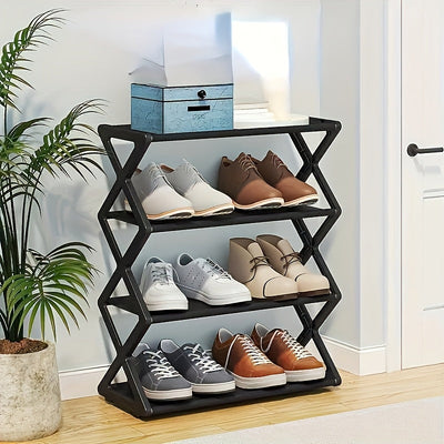 1 estante para zapatos de múltiples niveles que ahorra espacio, fácil de montar sin herramientas. Diseño portátil y resistente, ideal para armarios, garajes, autocaravanas y dormitorios - almacenamiento de calzado sin necesidad de ensamblaje