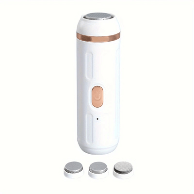 Kit profesional de eliminación eléctrica para pies suaves y lisos - Recargable por USB, herramienta de pedicura portátil con mango ergonómico y diseño compacto, regalo ideal para pies duros, agrietados, secos, cuidado de pies ligeramente beige, eliminaci