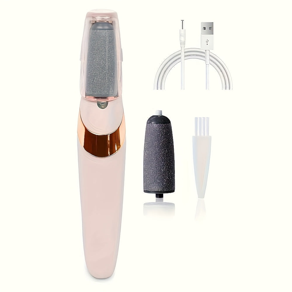 1 pieza de limpiador de pies eléctrico recargable por USB para eliminar la piel muerta, portátil, con 3 ajustes de velocidad, temporizador de 10 minutos y pantalla LCD - Herramienta de cuidado de pies para el hogar, recargable por USB, material plástico,