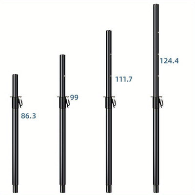 Poste de Altavoz Metálico Ajustable en Altura con Varilla Roscada M20 y Conector Jack de 35mm - Extensores Negros Resistentes para Subwoofers, Montaje Fácil para Sonido En Vivo y Actuaciones Escénicas