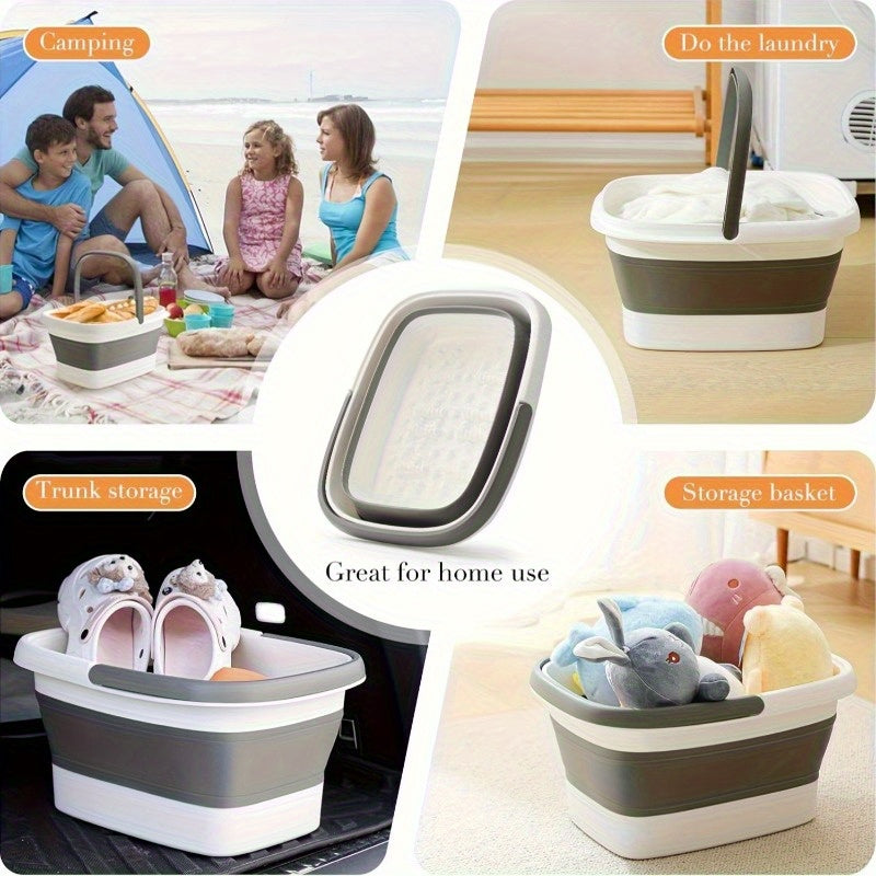 Cestillo de lavandería y baño de pies plegable - Cubo de inmersión de pies de plástico duradero con mango ergonómico, inmersión de pies/manos portátil, diseño que ahorra espacio, fácil de limpiar, esenciales para el autocuidado, baño de inmersión de pies