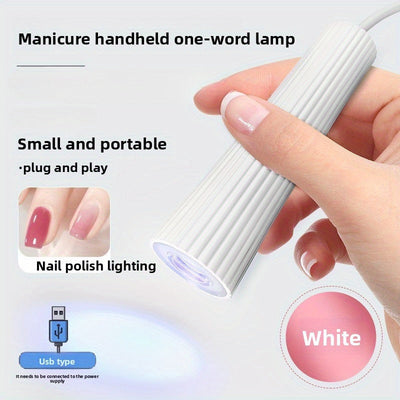 Secador de Uñas Portátil con Alimentación USB, Diseño Cilíndrico Compacto para Manicura y Pedicura con Estampado Blanco y Rosa, Accesorio Ideal para Hogar—Regalo Perfecto para Mujeres (Navidad, Halloween, Pascua, Día de San Valentín, Acción de Gracias),