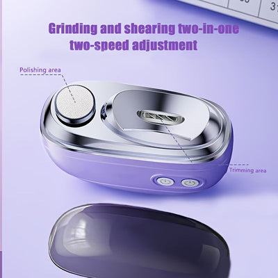 Maquinilla de Uñas Eléctrica Automática - Activación con Un Toque, Pulidora y Amoladora USB con Batería de Litio, para Hogar y Salón - Herramienta Profesional de Manicura y Pedicura, Regalo Ideal para San Valentín (Morado/Lavanda), Suministros para Técni