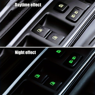 1pc Pegatina Luminosa para Interruptor de Coche, Adhesivo de Plástico Autoadhesivo para Marcadores de Función Interior, Disponible en Verde/Azul/Naranja, Ajuste Universal para Controles de Vehículos