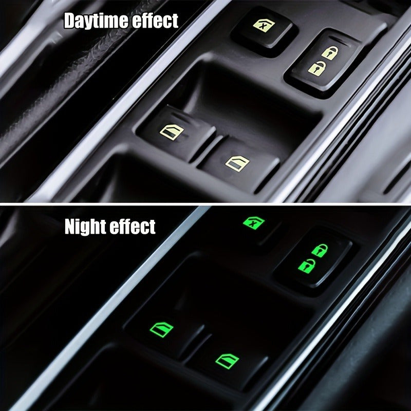 1pc Pegatina Luminosa para Interruptor de Coche, Adhesivo de Plástico Autoadhesivo para Marcadores de Función Interior, Disponible en Verde/Azul/Naranja, Ajuste Universal para Controles de Vehículos