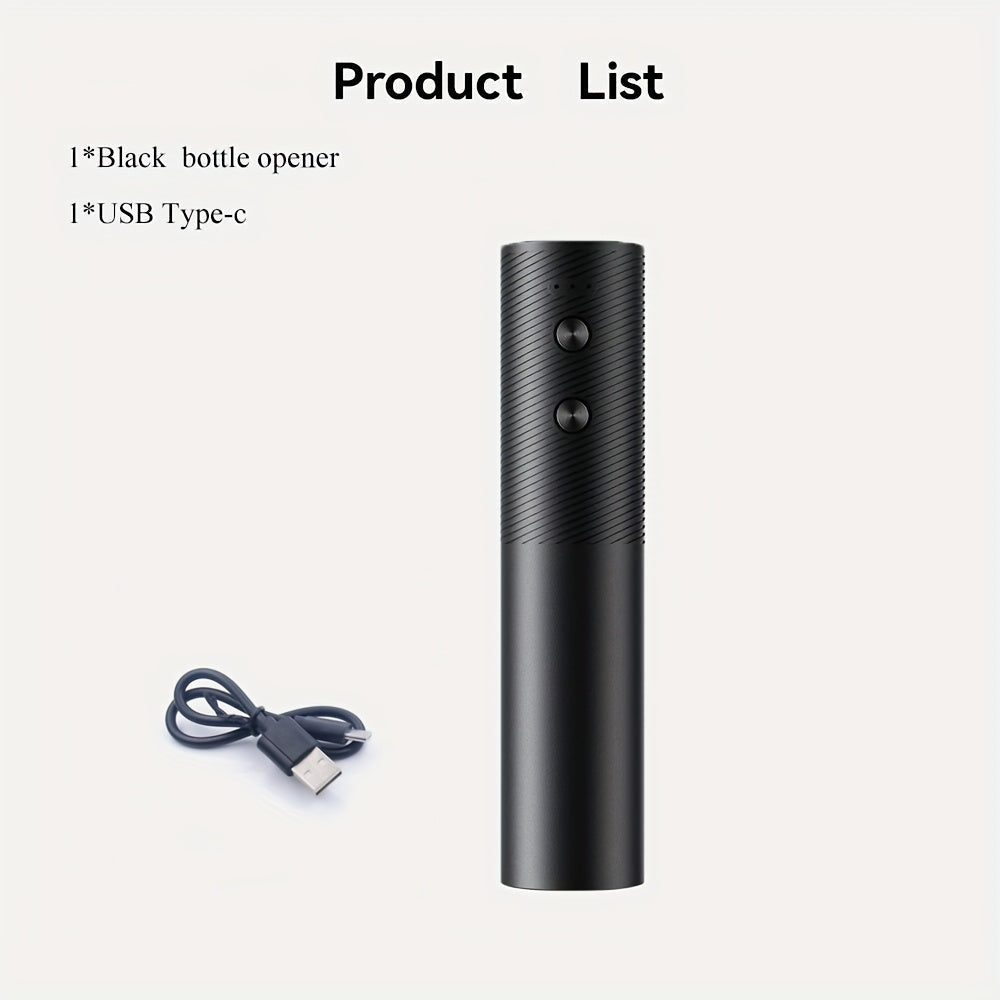 Abrebotellas eléctrico, recargable por USB, abridor de botellas automático reutilizable con un solo botón, un regalo adecuado para el hogar, la cocina, las fiestas y las bodas (negro/rojo)