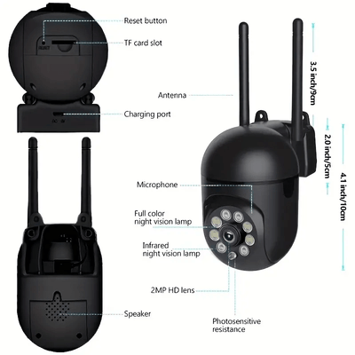 2/4 Paquetes de cámaras inalámbricas de seguridad para el hogar - Video Full HD 1080P, 2, 4G, alcance largo de WiFi, visión nocturna, monitoreo remoto APP, intercomunicador de voz bidireccional, detección de movimiento, alarma en tiempo real, adecuado pa