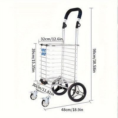 XIARI Carrito Plegable Multiusos - Hierro Duradero, Ruedas de Polipropileno para Cocina y Comedor, XIARI