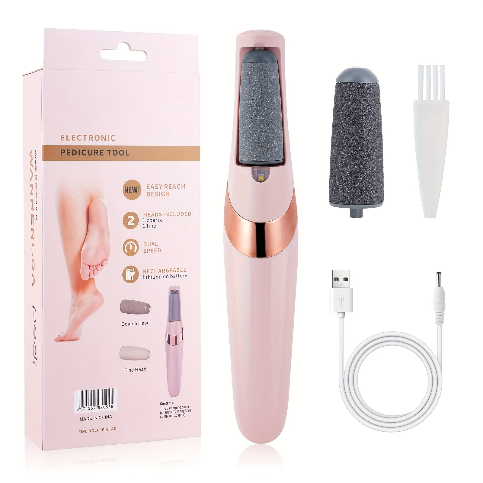 Eliminador Eléctrico - Set Multifuncional de Pedicura Recargable USB para Pies y Manos, Ideal para Pies Suaves