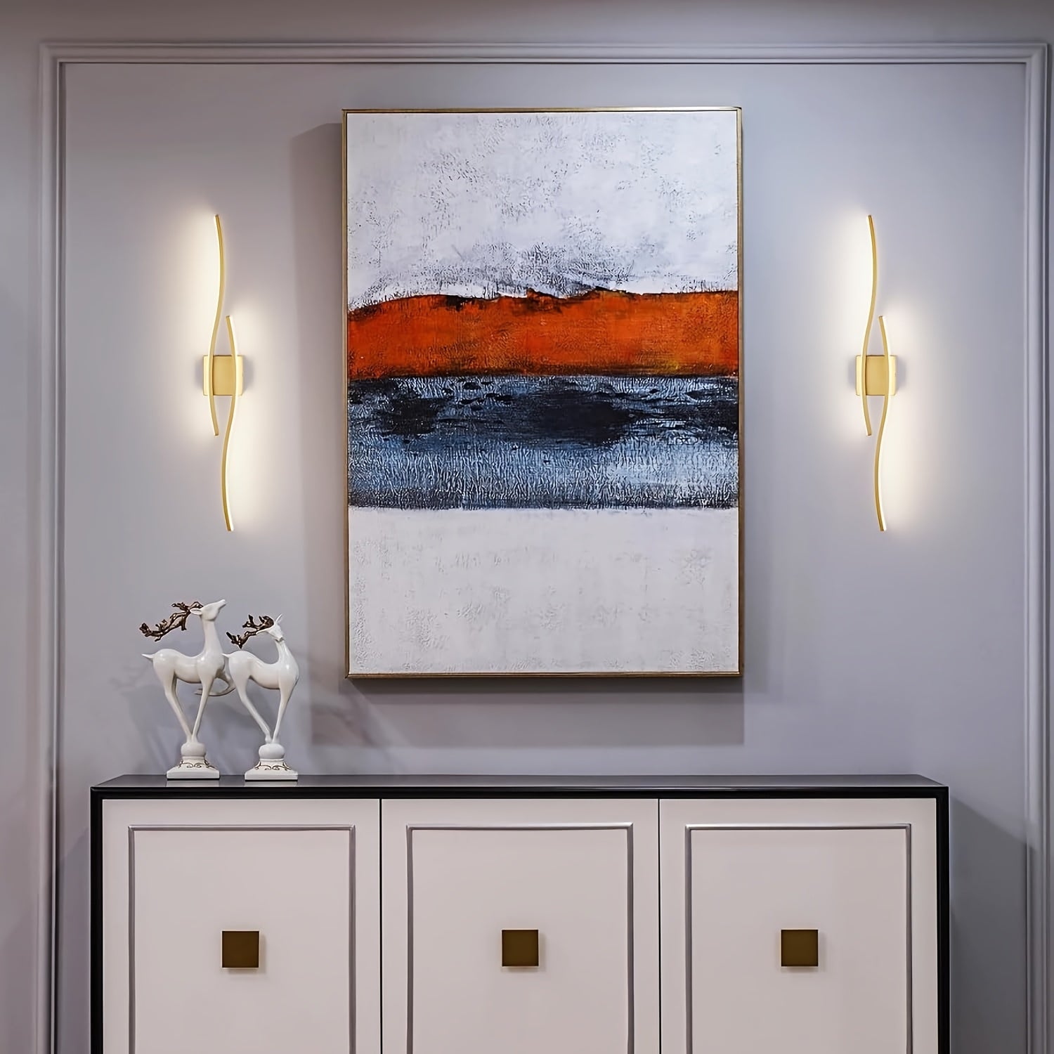 1pc Lámpara de Pared LED Estilo Moderno Dorado, Superficie Metálica Anticorrosiva, Adecuada para Dormitorio, Pasillo, Iluminación Semiempotrada Removible, Luz Decorativa para Espejo de Tocador, Conexión Directa 110-240V, Accesorio de Iluminación
