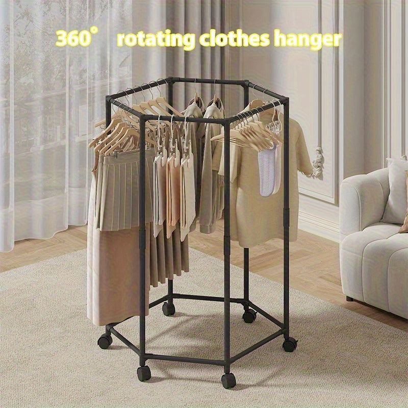 Perchero hexagonal ahorrador de espacio - soporte metálico resistente para ropa con múltiples barras, ideal para dormitorios, residencias y balcones, organizador elegante de armario con estructura en metal