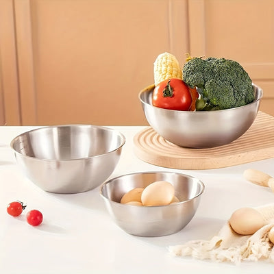 Juego de 3 piezas, tazón de mezcla de acero inoxidable, tazón para ensalada, - duradero, fácil de almacenar, adecuado para preparación y almacenamiento en la cocina, perfecto para barbacoas y cocina al aire libre