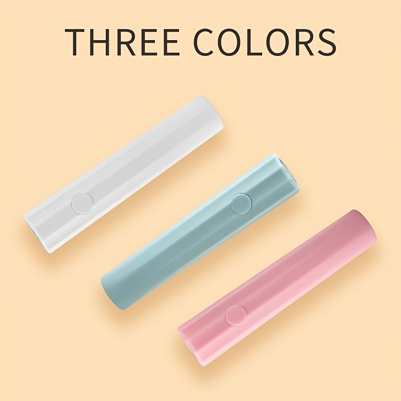 Luz de arte de uñas eléctrica recargable - Lámpara de secado de esmalte de uñas inalámbrica alimentada por USB con 3 colores (blanco/azul/rosa), diseño compacto y portátil para manicura en casa, arte de uñas DIY, secado rápido, estilo elegante, plástico