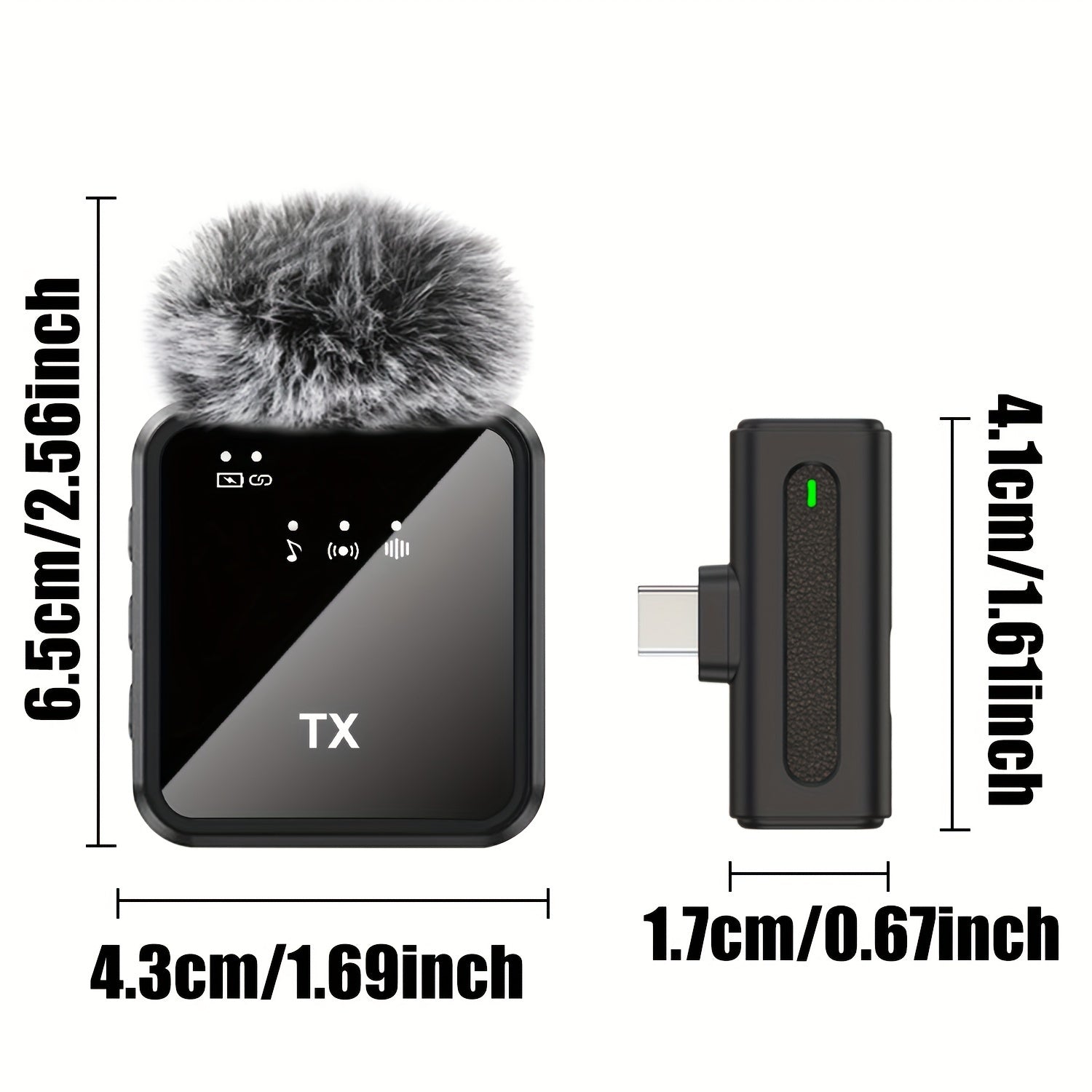 Micrófono inalámbrico profesional con condensador omnidireccional para podcasts de video, entrevistas y vlogs - USB Type-C, batería de litio recargable, 300mAh, conectividad 2.4G/3G/4G/5G, grabación de entrevistas | Micrófono inalámbrico | Recogida omnid