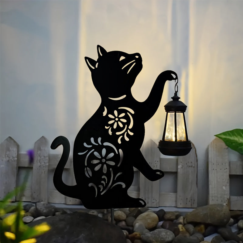 1pc Lámpara de silueta de metal ZYLIWOO alimentada por energía solar, acabado mate, impermeable al aire libre, luz decorativa de jardín controlada por interruptor, batería de níquel, sin accesorios incluidos