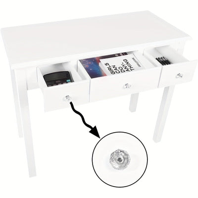 1 pieza, escritorio moderno y simple con 3 cajones, tamaño pequeño, escritorio blanco para oficina, escritorio para escribir, mesa para el hogar.