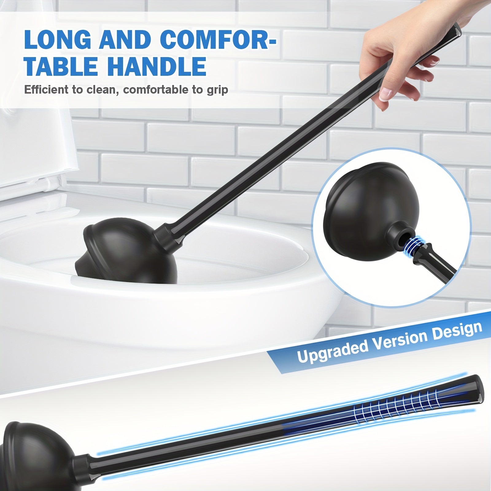 1 Juego De 1 Pieza, Desatascador Y Cepillo Para Inodoro, Conjunto De Cepillo Para Taza Y Desatascador Para Inodoro De Alta Resistencia Con Soporte Ventilado, Combo De Limpieza, Baño 2 En 1 Con Soporte Moderno, (De Color Negro)