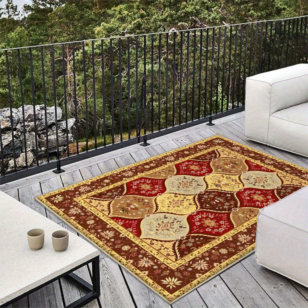 Alfombra de Terciopelo/853gsm Antideslizante Suave y Lujosa para Jardín - Diseño Moderno Geométrico Abstracto, Lavable a Máquina, Decoración Minimalista para Camping y Exteriores en Crema Francesa