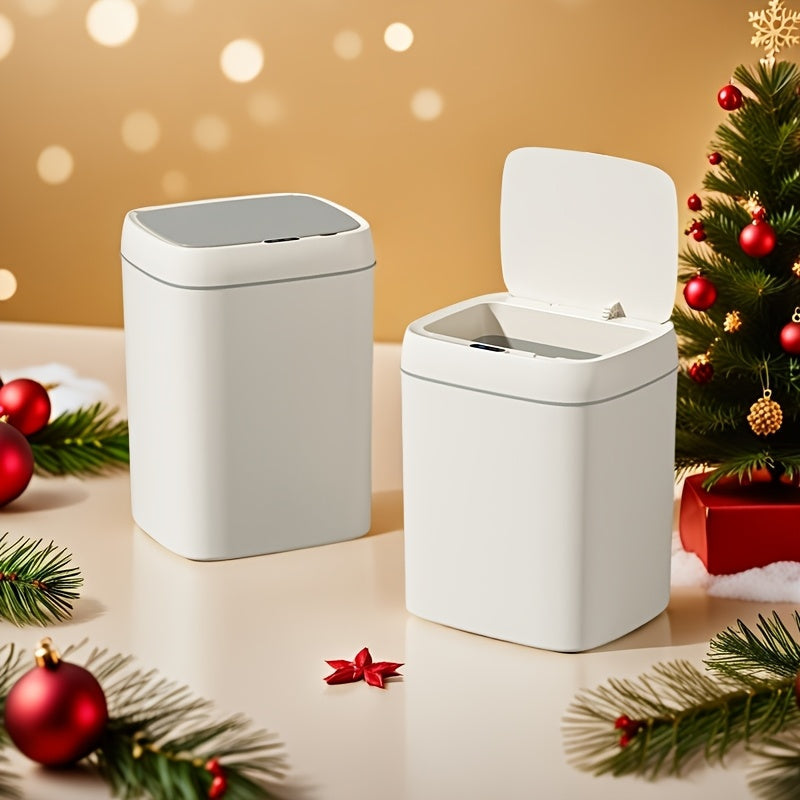 1pc Bote de basura con tapa con sensor de movimiento alimentado por batería - Cierre silencioso, resistente a los olores, cubo de basura activado por deportes para hogar y oficina - Ideal para decoraciones de Acción de Gracias, Halloween, Navidad (funcio