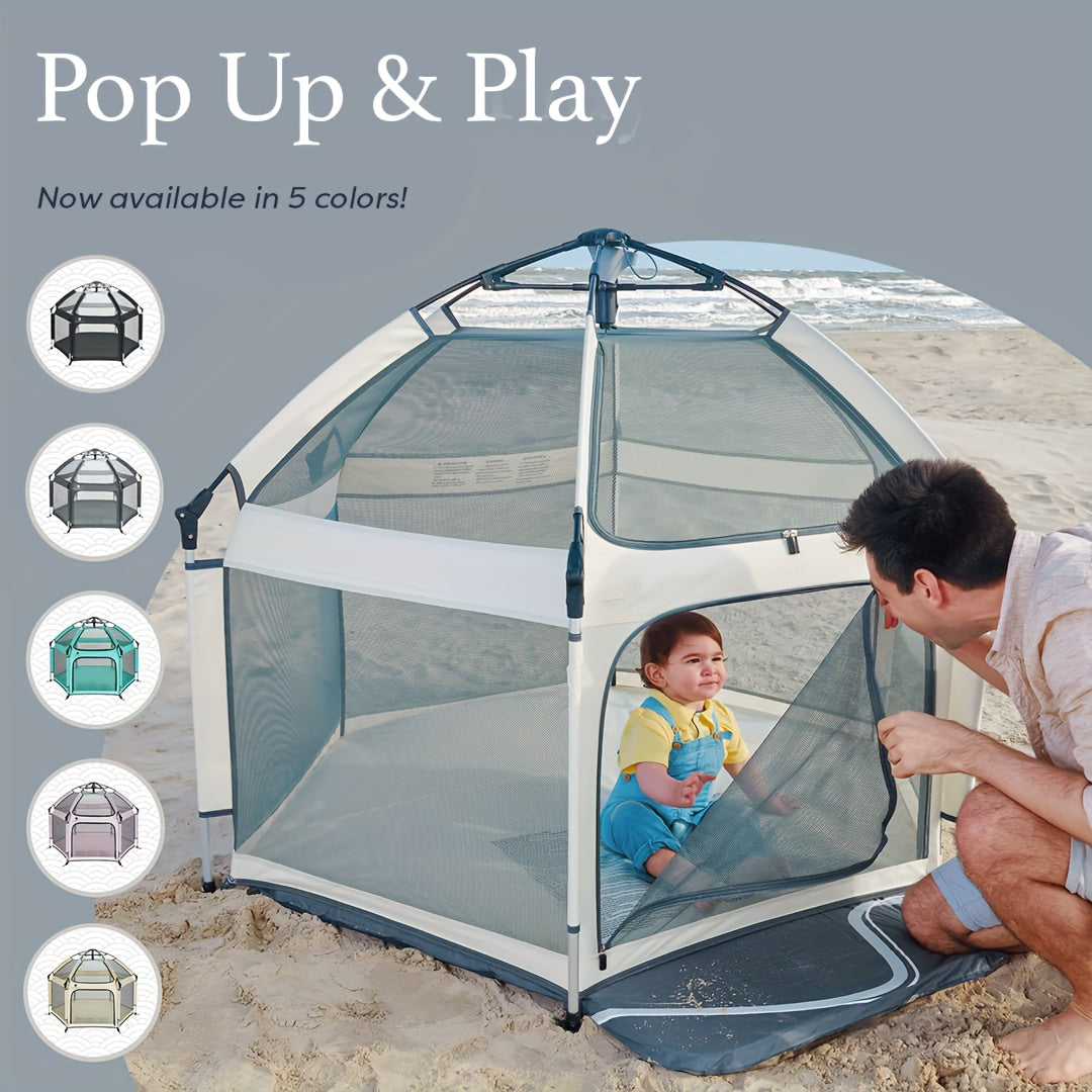 Corralito de Alta Calidad para Bebés Interior y Exterior - Portátil, Ligero, Diseño Plegable y Fácil de Montar para Uso en la Playa o en Casa, Tienda de Juegos Premium para Niños
