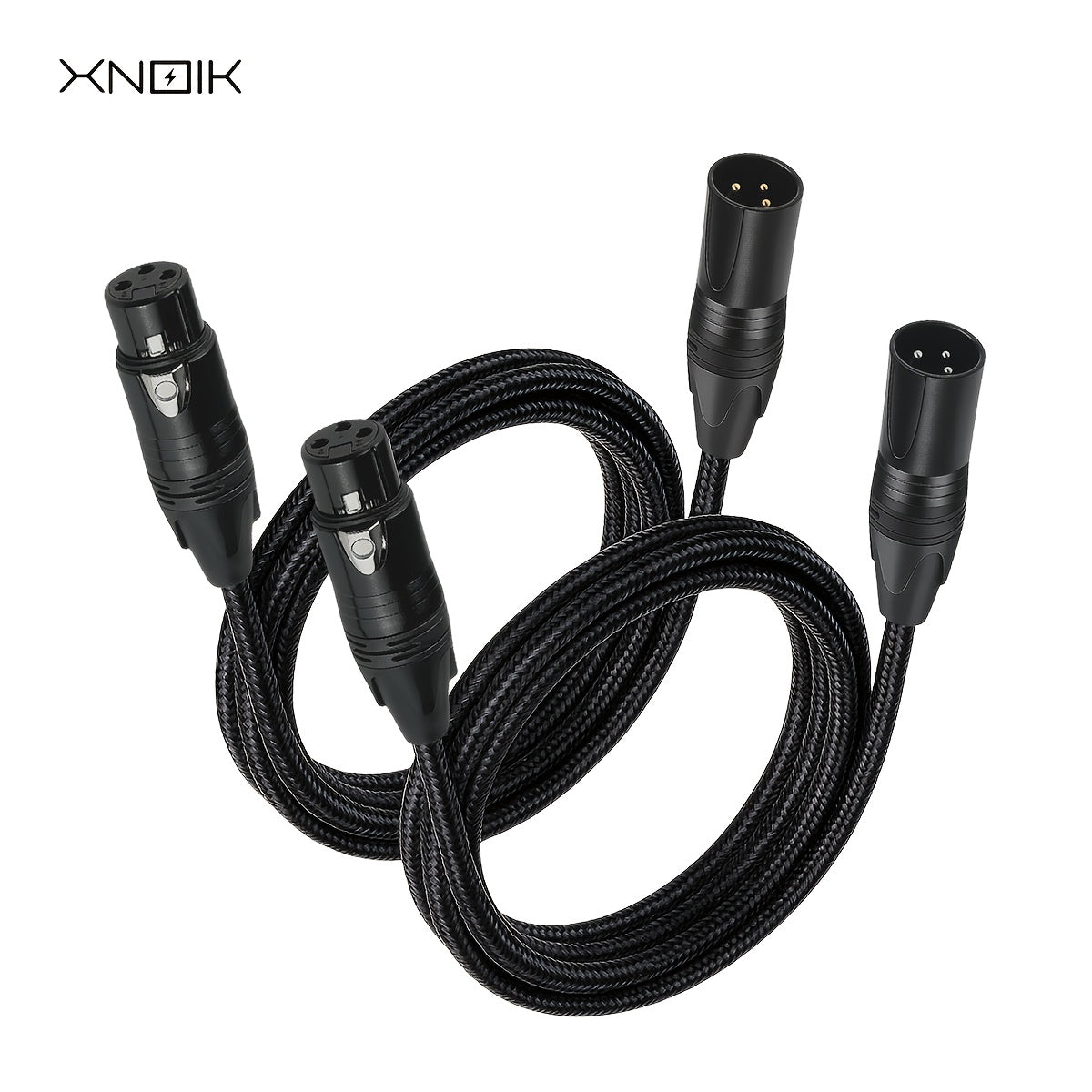 2 unidades de cables de micrófono XLR a XLR de alta calidad, masculino a femenino, con cobre libre de oxígeno (OFC) y trenzado de nailon, negro, 1,5 metros, para micrófono, escenario, estudio, estudio en casa.
