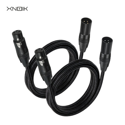 2 unidades de cables de micrófono XLR a XLR de alta calidad, masculino a femenino, con cobre libre de oxígeno (OFC) y trenzado de nailon, negro, 1,5 metros, para micrófono, escenario, estudio, estudio en casa.