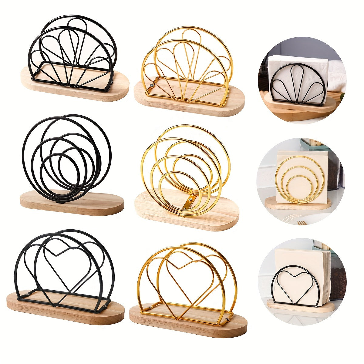 1 pieza de Soporte de servilletas de hierro fundido elegante, Dispensador de servilletas metálico autosoportante, Accesorio decorativo de mesa para restaurante, hotel y cafetería
