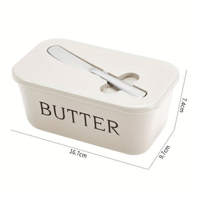Recipiente para mantequilla de grado alimenticio PP premium DEHOV'S con cuchillo - Grande, duradero y fácil de limpiar, mantenedor de frescura para mostrador - Ideal para uso en el hogar, diseño elegante, plástico resistente