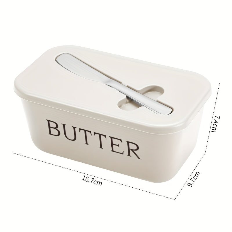 Recipiente para mantequilla de grado alimenticio PP premium DEHOV'S con cuchillo - Grande, duradero y fácil de limpiar, mantenedor de frescura para mostrador - Ideal para uso en el hogar, diseño elegante, plástico resistente