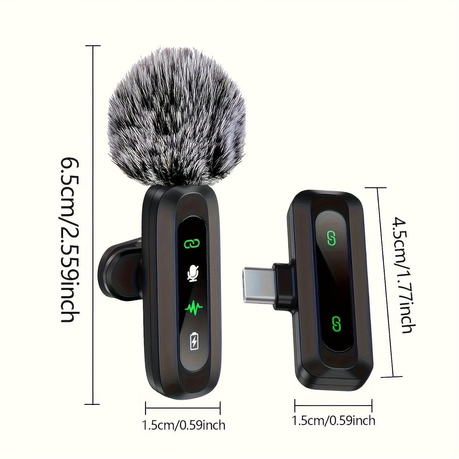 8 unidades de micrófono inalámbrico lavaliere adecuado para for iphone 7 8 9 10 11 12 13 14 15 16 Pro Max, compatible con iOS y Android. Micrófono mini con pantalla LED, clip-on para grabación de video, TikTok, y vlog.