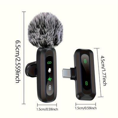 8 unidades de micrófono inalámbrico lavaliere adecuado para for iphone 7 8 9 10 11 12 13 14 15 16 Pro Max, compatible con iOS y Android. Micrófono mini con pantalla LED, clip-on para grabación de video, TikTok, y vlog.