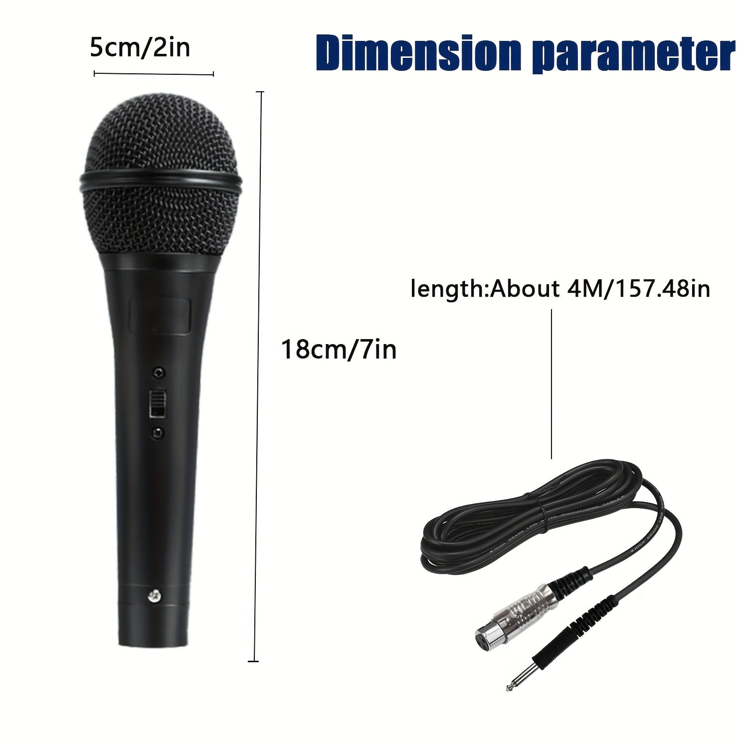 Micrófono de Karaoke Dinámico con Cable, Micrófono Metálico Portátil, , Conector de 6.35mm, Calidad de Sonido Clara, Agarre Cómodo, Ideal para Karaoke, Discursos, Cantos, Reuniones, Transmisiones en Vivo, etc
