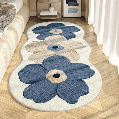1 pieza de alfombra de terciopelo de 850 gramos/m², diseñada para decoración de dormitorios estilo pintura al óleo, con un fondo de partículas de goma antideslizante. Esta alfombra lavable es adecuada para dormitorios, cabeceros de cama, puertas, salas d