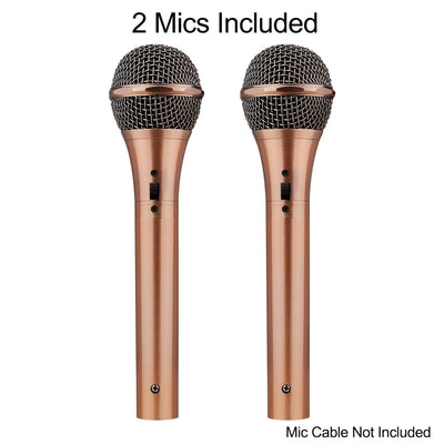 2-Pack Micrófonos Dinámicos Vintage de Diámetro Pequeño, Patrón de Polaridad Unidireccional, Conector XLR, Características de Clip y Soporte, Construcción Metálica Antivibraciones, Sin Cargar - No Incluye Cable