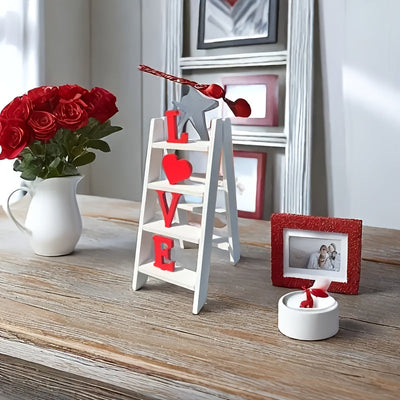 Un modelo de escalera de madera con amor, carta de amor, pieza decorativa DIY, caja de manzana hecha a mano, adecuada para exhibición en escritorio, escritorio de oficina y decoración de estudio.