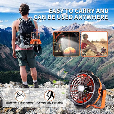 Ventilador Portátil de Camping con linterna LED