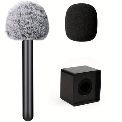 Adaptador de Micrófono Portátil DJI con Protector Antiviento para Entrevistas, Adaptador Portátil para Microphone Rode Interview Go, Filtro Pop de Esponja para Micrófono, Cubierta de Espuma para Micrófono y Soporte Portátil para Vlogging, Entrevistas, Po
