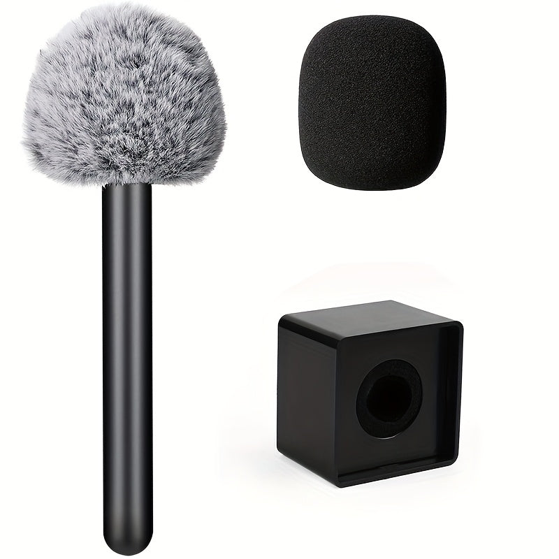 Adaptador de Micrófono Portátil DJI con Protector Antiviento para Entrevistas, Adaptador Portátil para Microphone Rode Interview Go, Filtro Pop de Esponja para Micrófono, Cubierta de Espuma para Micrófono y Soporte Portátil para Vlogging, Entrevistas, Po