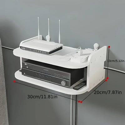 Estante de pared para ahorrar espacio, 1 unidad, material PP, organizador para router y decodificador de TV sin necesidad de taladrar, solución de almacenamiento sin carga, estantes de esquina