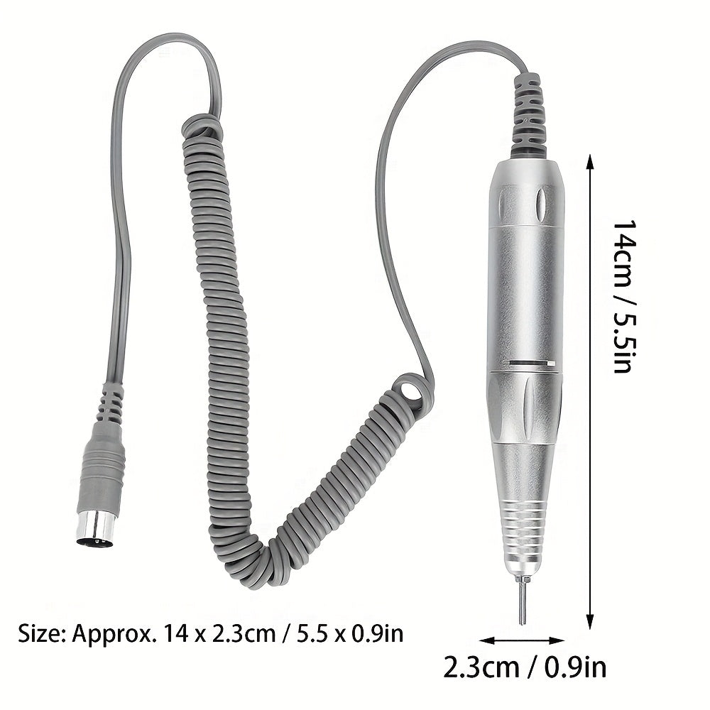 5 Núcleos Manguera Profesional para Taladro de Uñas 35000 RPM, Accesorio para Manicura y Pulido de Uñas con Lima (Plateado)
