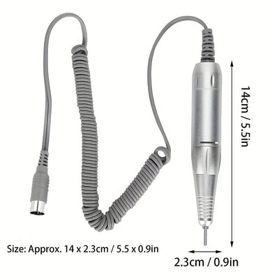 5 Núcleos Manguera Profesional para Taladro de Uñas 35000 RPM, Accesorio para Manicura y Pulido de Uñas con Lima (Plateado)