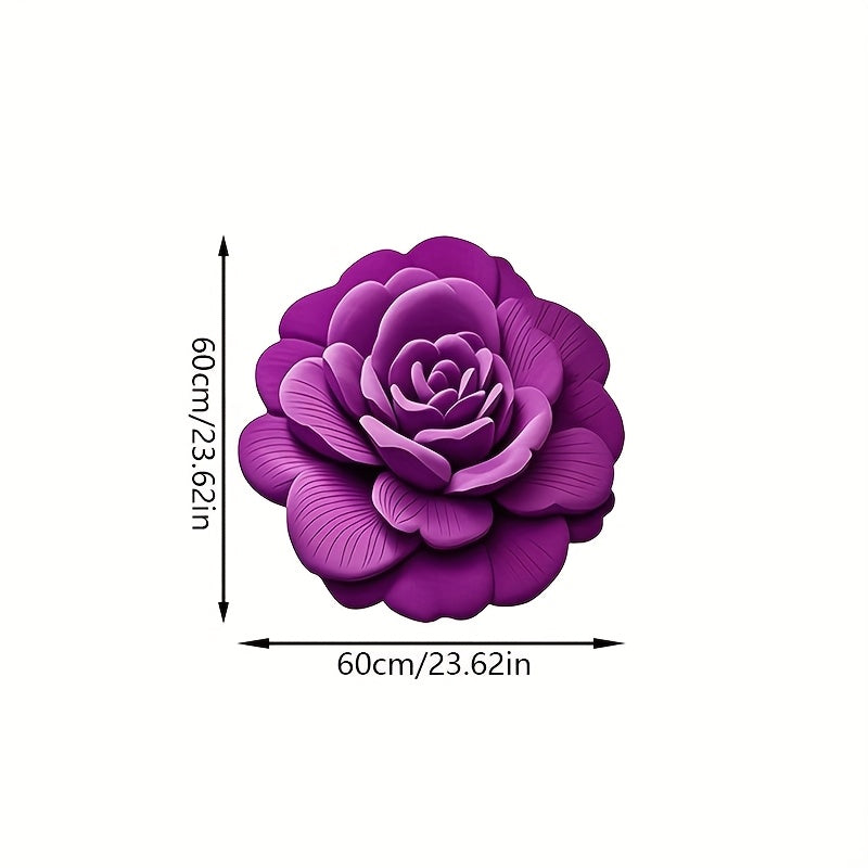 1 pieza de alfombrilla floral 3D de color morado - Poliéster grueso y suave como terciopelo, antideslizante, lavable en máquina, forma irregular para dormitorio, sala de estar, entrada - Alfombrilla elegante para decoración del hogar, alfombras para sala