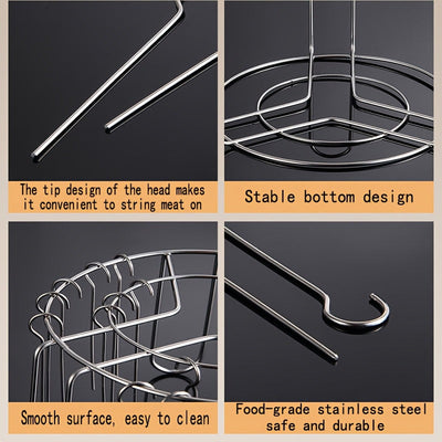 Freidora de Aire con Parrilla y 24/12 Brochetas - Parrilla Giratoria Multi-Aguja Resistente, Calentamiento Rápido a 360° para Cocina Uniforme - Compatible con Freidoras Domésticas - Ideal para BBQ en Interiores/Exteriores, Fiestas, Camping, Navidad, Hall
