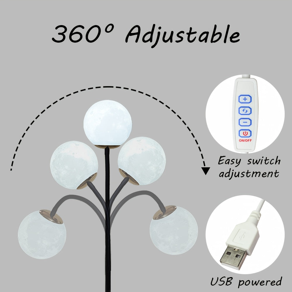 [Lámpara de luna LED con USB] Lámpara de luna LED moderna con brillo ajustable, luz de mesa USB portátil para dormitorio, comedor o fiestas - Decoración lunar ideal para regalos de San Valentín, Navidad y días festivos